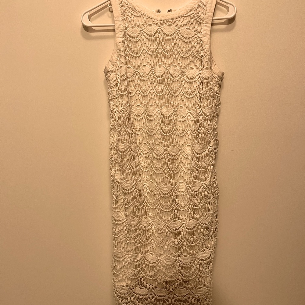 Loft white crochet dress